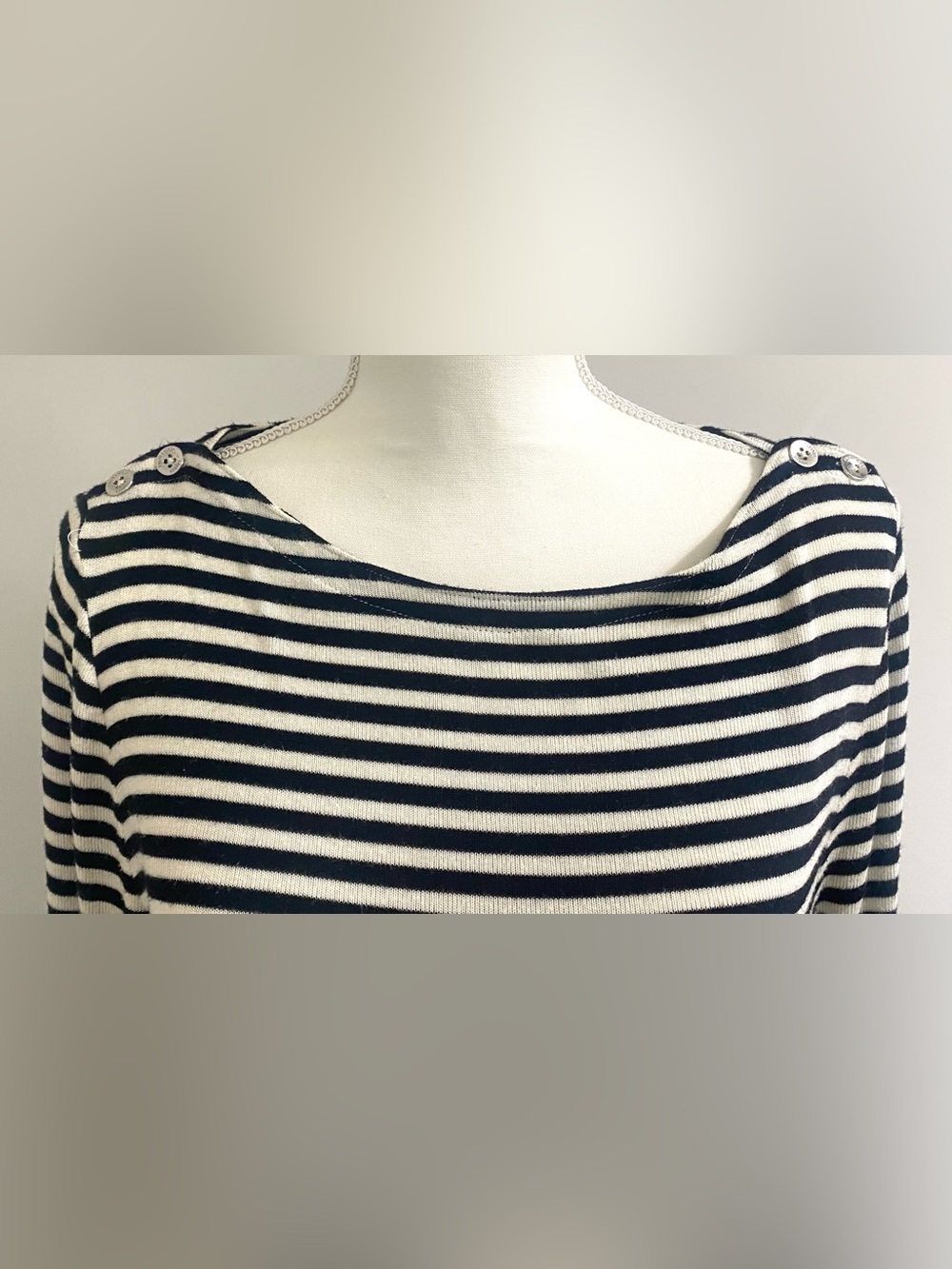 Ralph Lauren Womens XL Black White Striped Lightweight Sweater Preppy Nautical - Picture 2 of 13